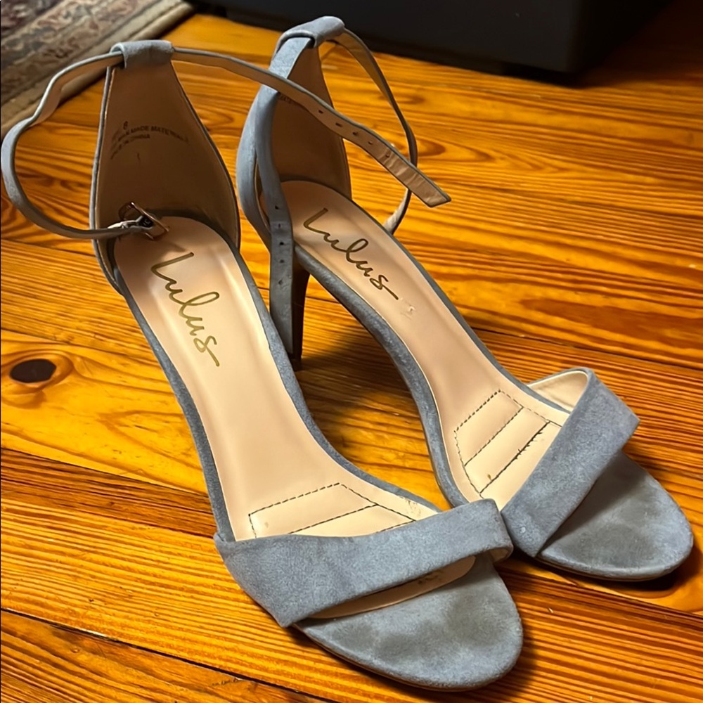 Lulu's Dusty Blue Suede Heels